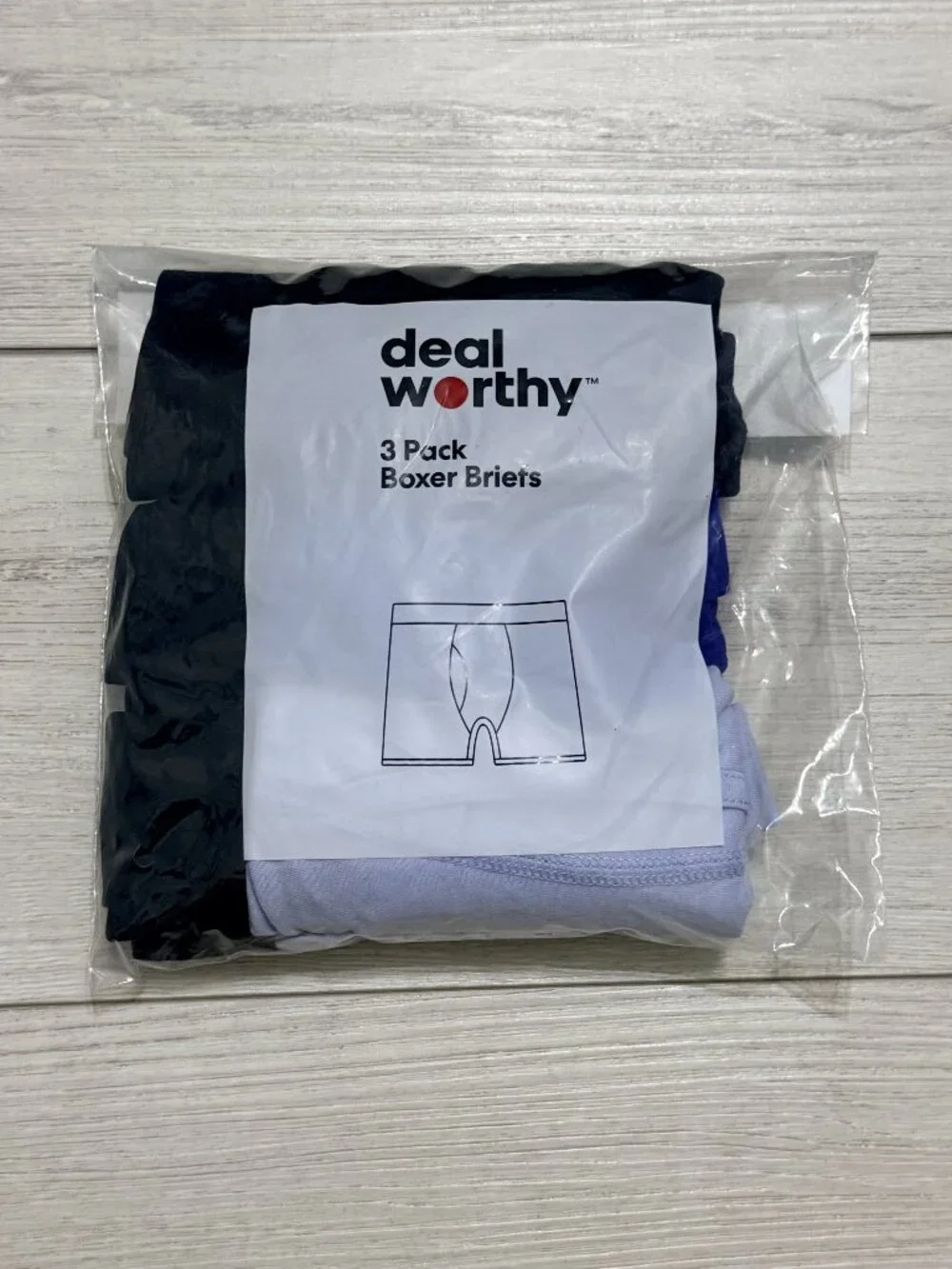 Deal Worthy Men's Boxer Briefs 3 Pack Cotton Blend Multicolored Large NEW